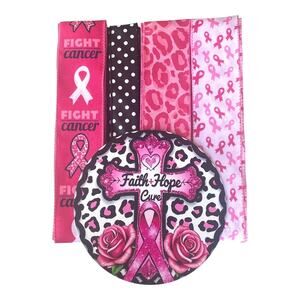 Faith Hope Cure Breast Cancer Awareness Wreath Kit | Pink Ribbon Bundle & Sign